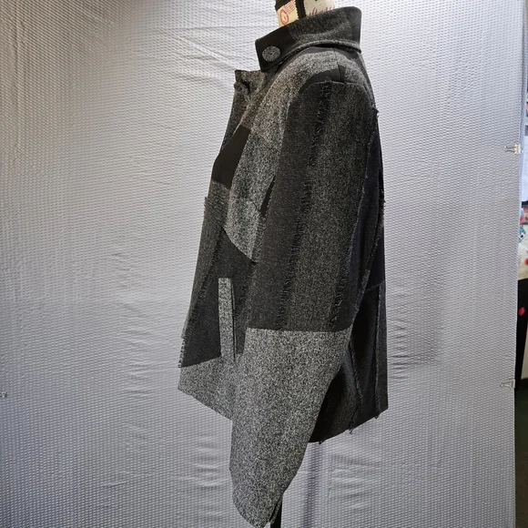 Coldwater Creek Black and Gray Patchwork Retro Boho Blazer - Picture 4 of 13